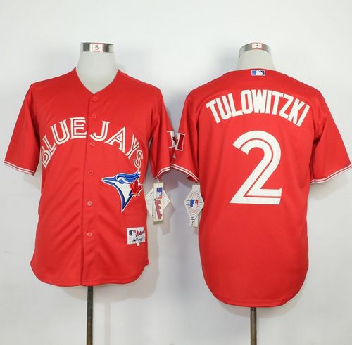 Blue Jays #2 Troy Tulowitzki Red Canada Day Stitched MLB Jersey - Click Image to Close